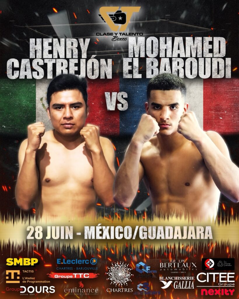 Affiche du combat Henry Castrejón contre Mohamed El Baroudi, 28 juin à Guadalajara