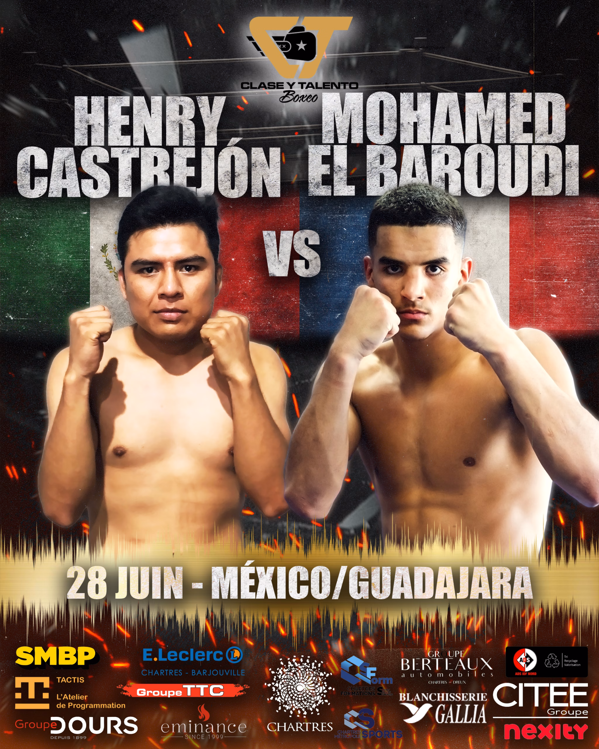 Affiche du combat Henry Castrejón contre Mohamed El Baroudi du 28 juin à Guadalajara
